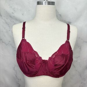 Vintage Maidenform Day dreams Bra 34B Satin Lace Underwire Burgundy Union label